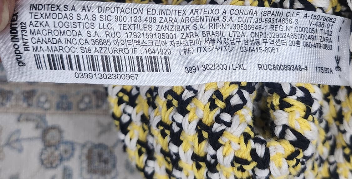 ZARA 자라 옐로우 블랙 패턴 니트 조끼 XL 상품이미지4