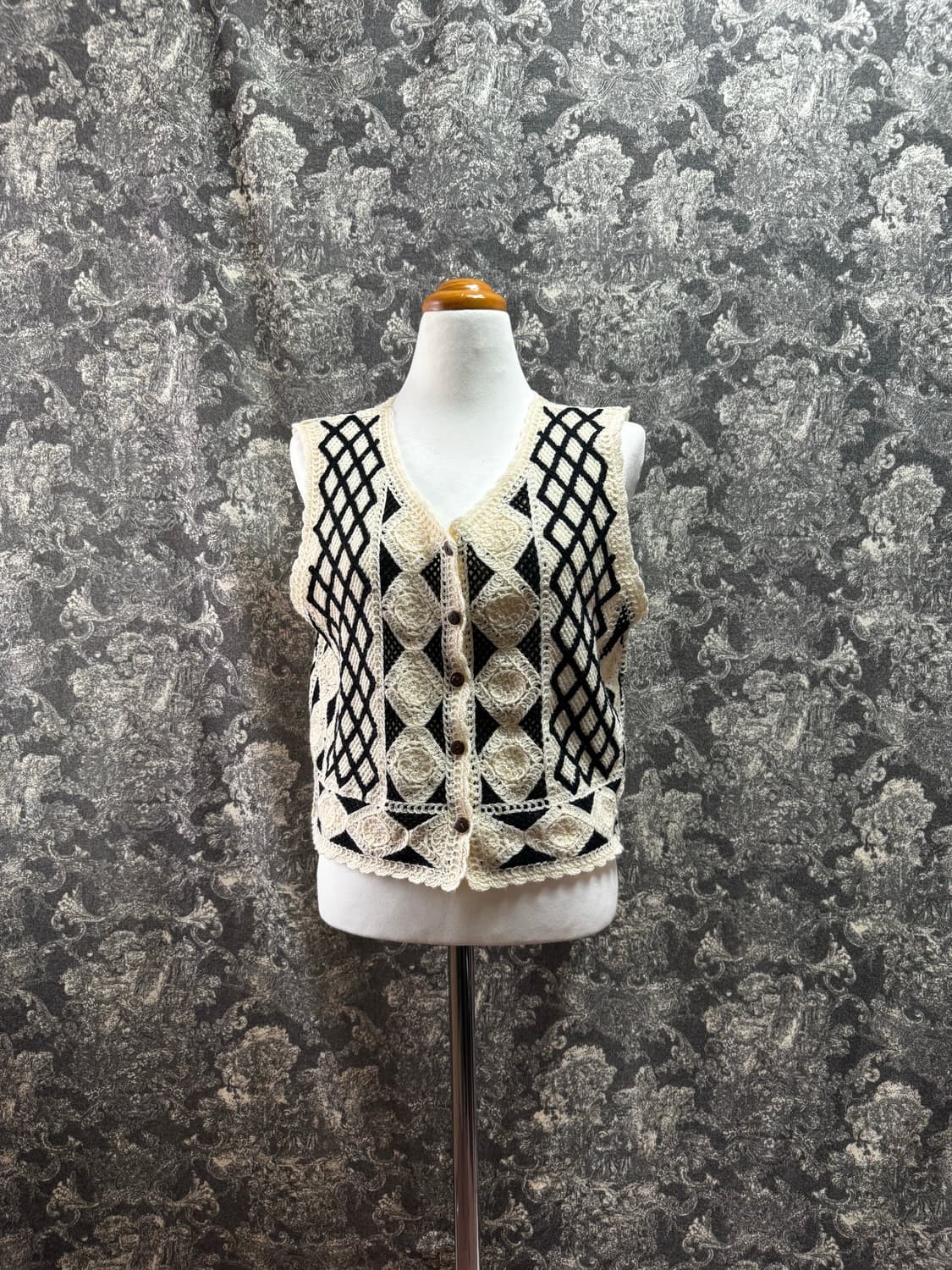 빈티지 뜨개 니트 조끼 상품이미지1