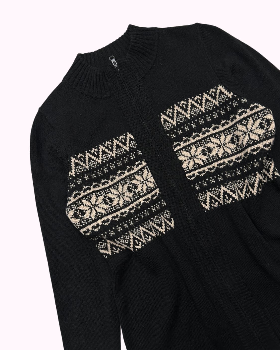 snow pattern knit zip-up 상품이미지3