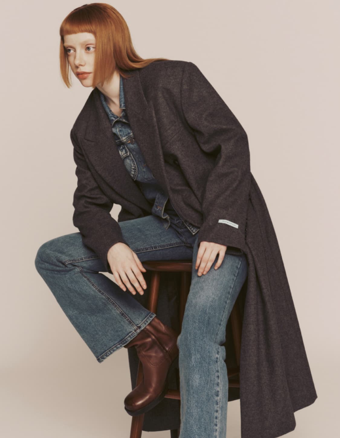 인스턴트펑크 오버사이즈 울 더블 롱코트 브라운 상품이미지3