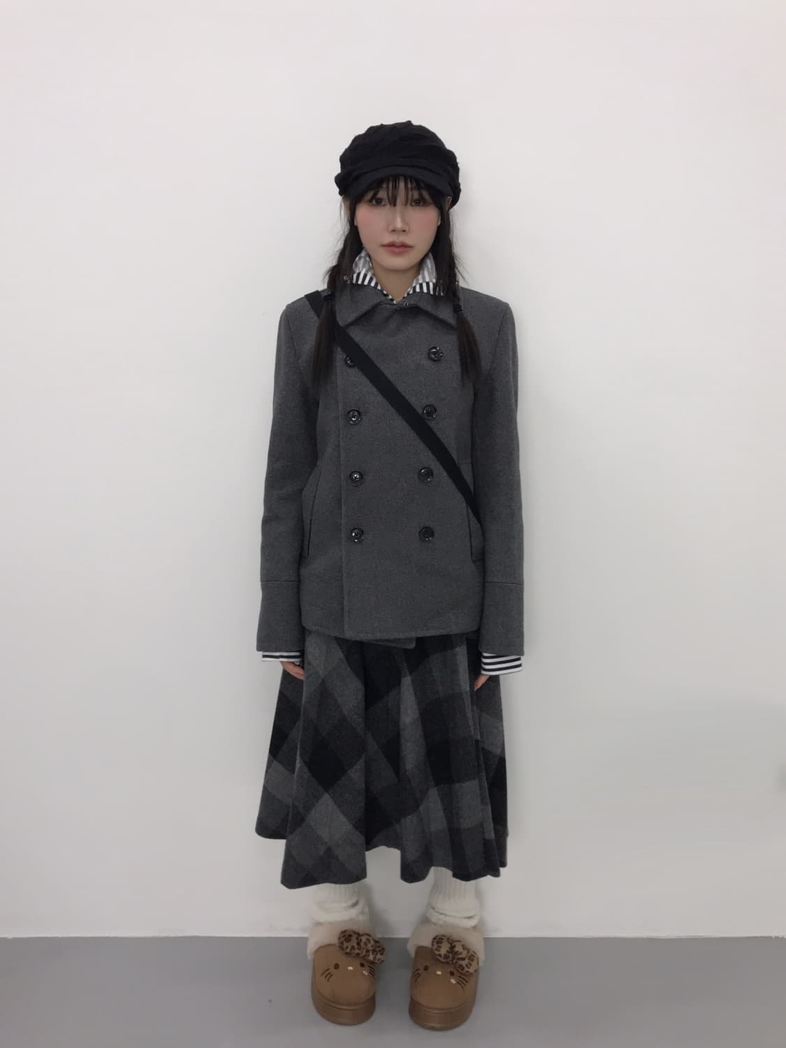 Jpn Gray Wool-Nylon Blend Peacoat 상품이미지1