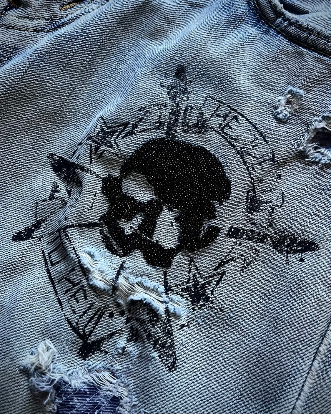 2000s EDWIN Punk Custom Boro Denim Pants 상품이미지5