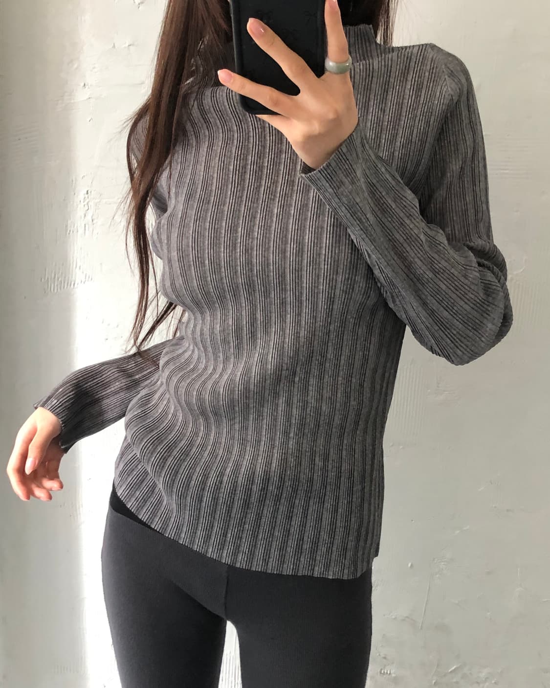 Pleats Please 플리츠플리즈 그레이 플리츠 긴팔 티셔츠 상품이미지2