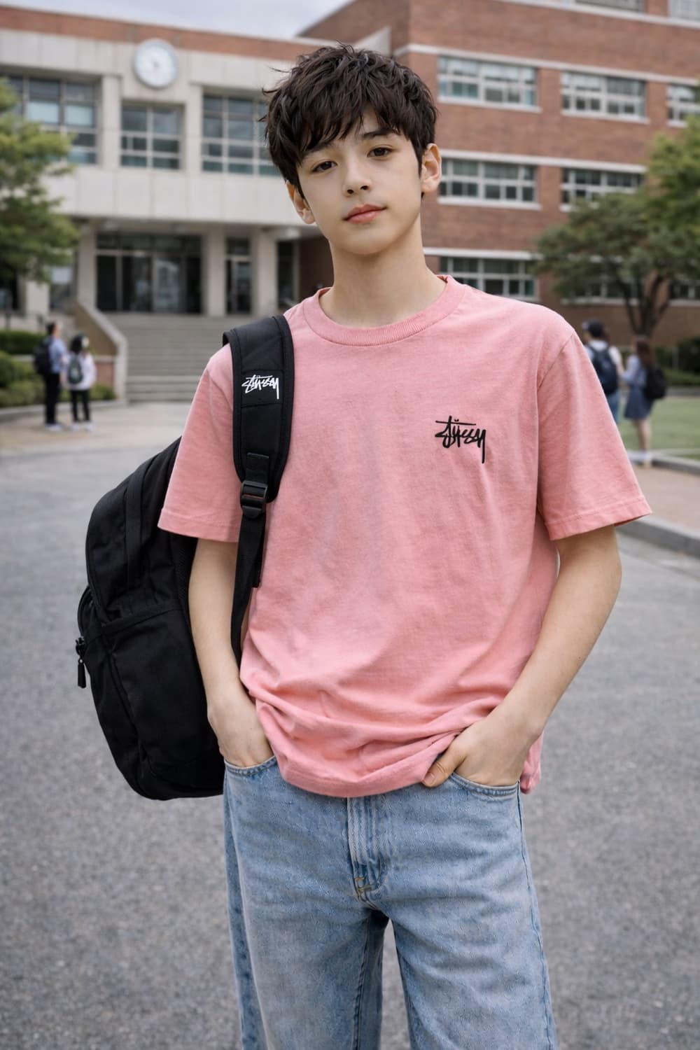 🧥 Stüssy 스투시 베이직 로고 반팔 티셔츠 (핑크) 상품이미지3