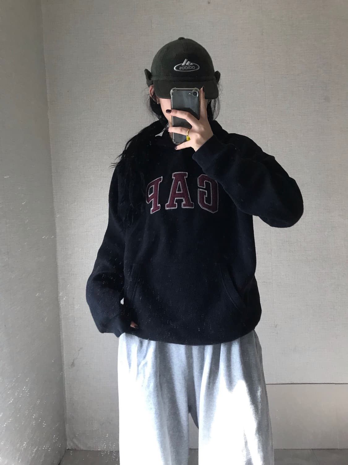 갭 블랙 후리스 후드티 상품이미지5
