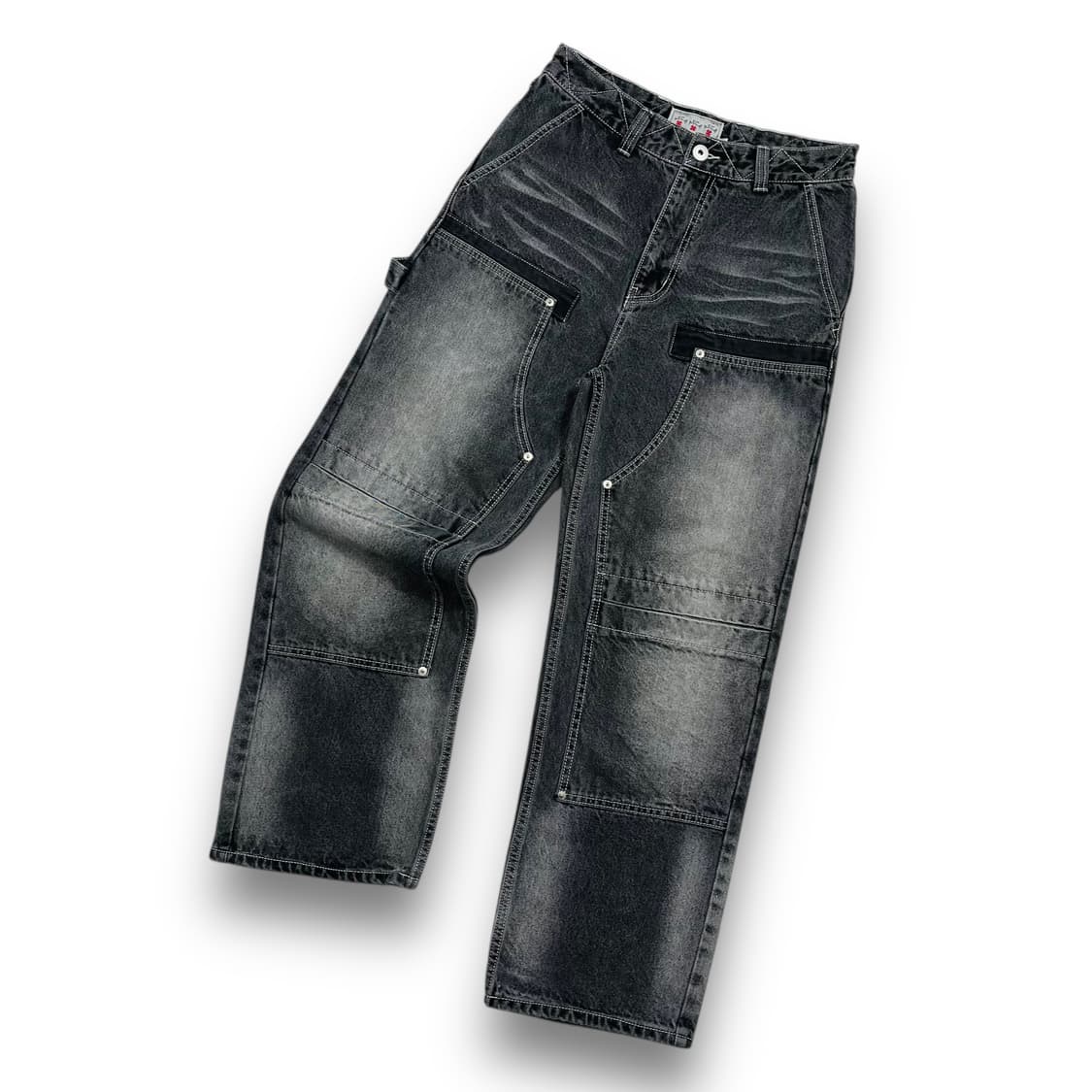 AECA 더블니 워시드 흑청 카펜터 데님팬츠 상품이미지2