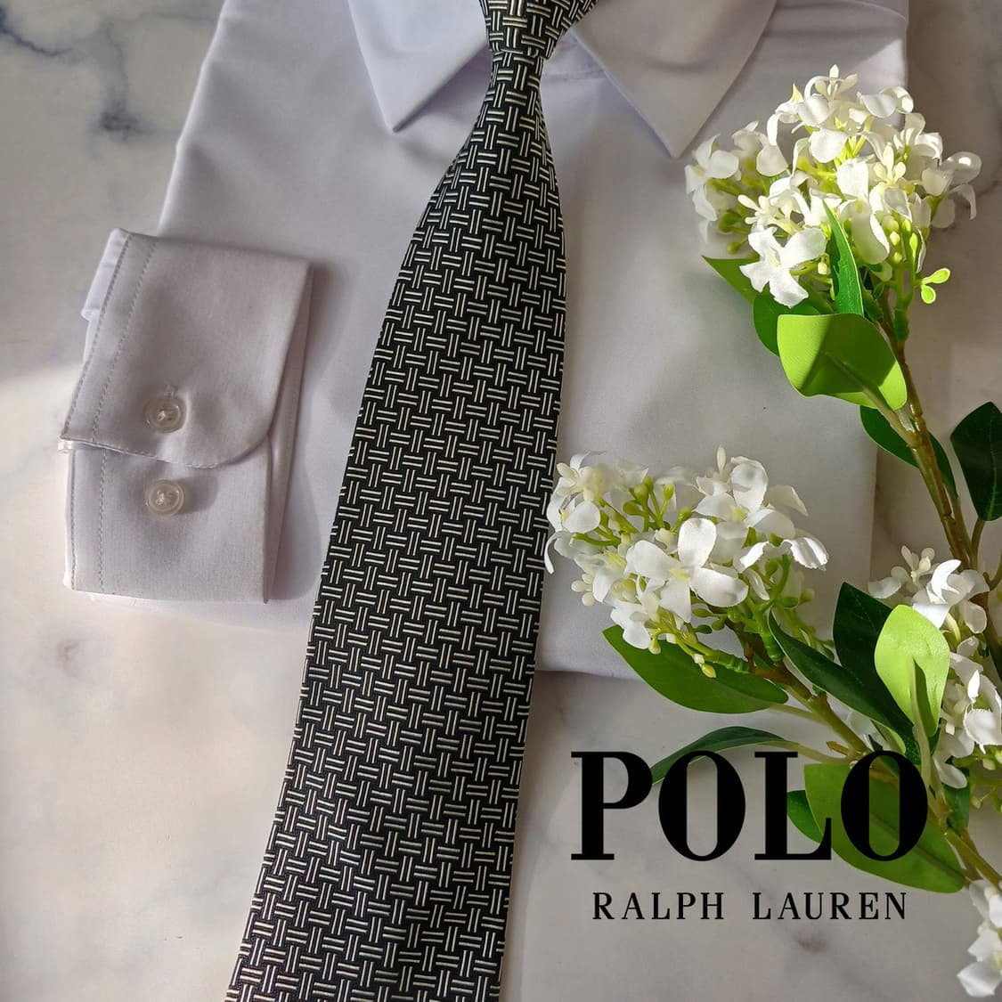 폴로랄프로렌 실크 블랙 기하 패턴 넥타이 9.2cm A+등급 A19601 상품이미지2