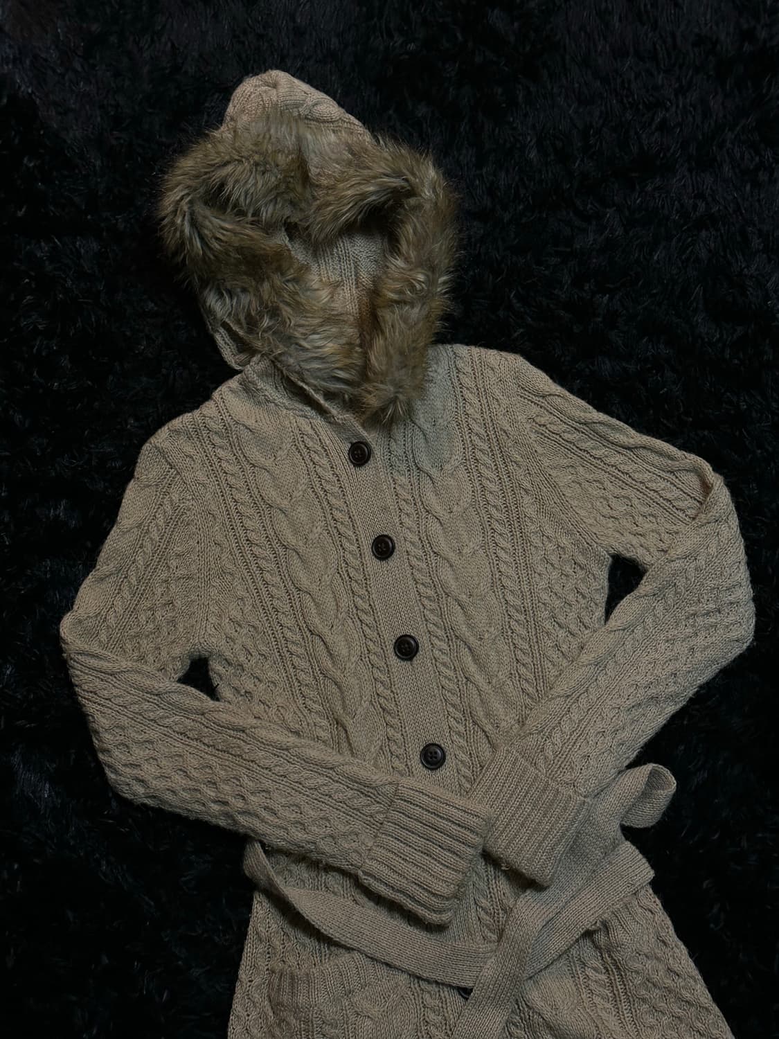 Fur knit long cardigan 상품이미지1