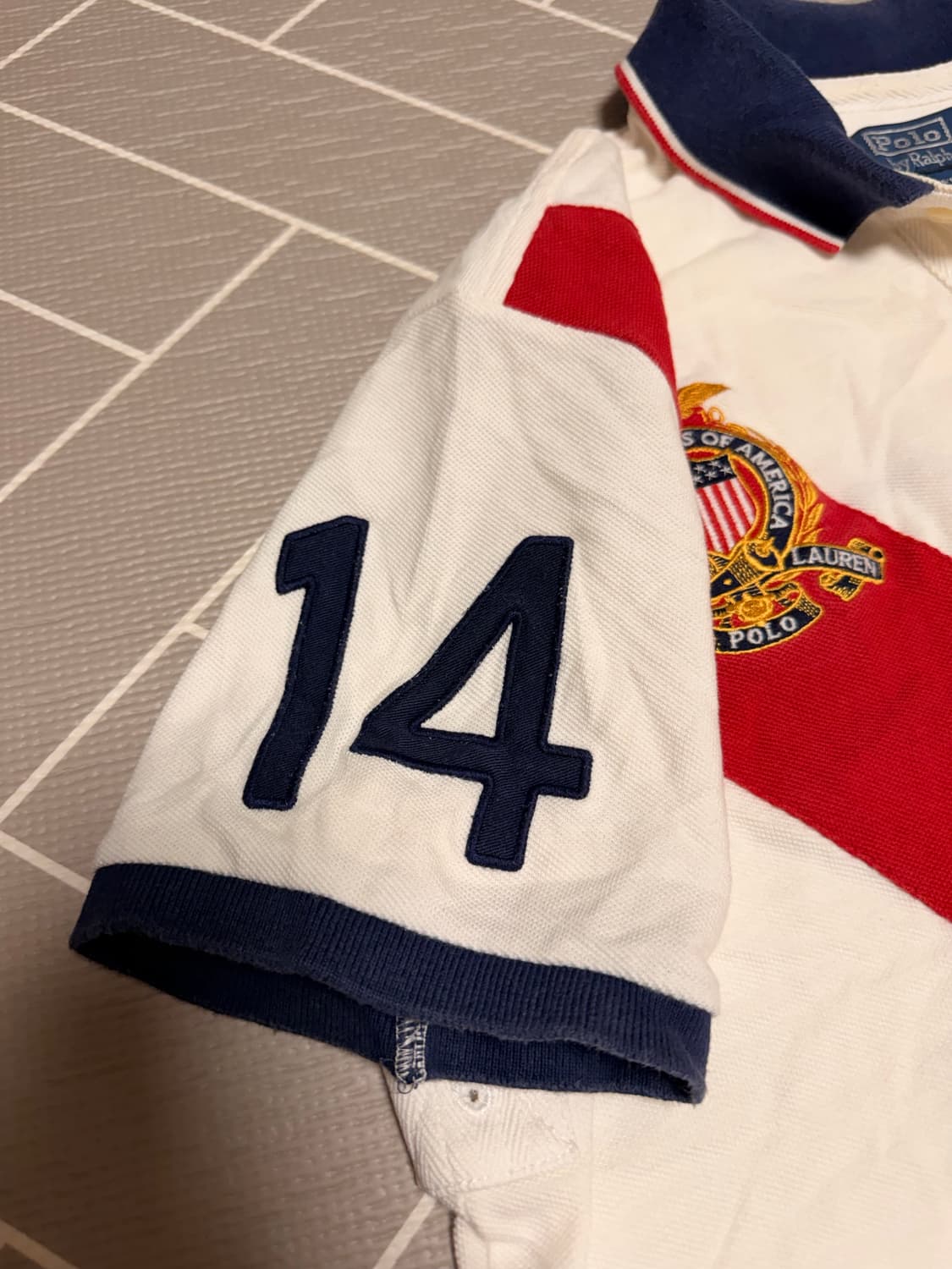 폴로 빅포니 성조기 반팔 럭비티 화이트 (1) 상품이미지6