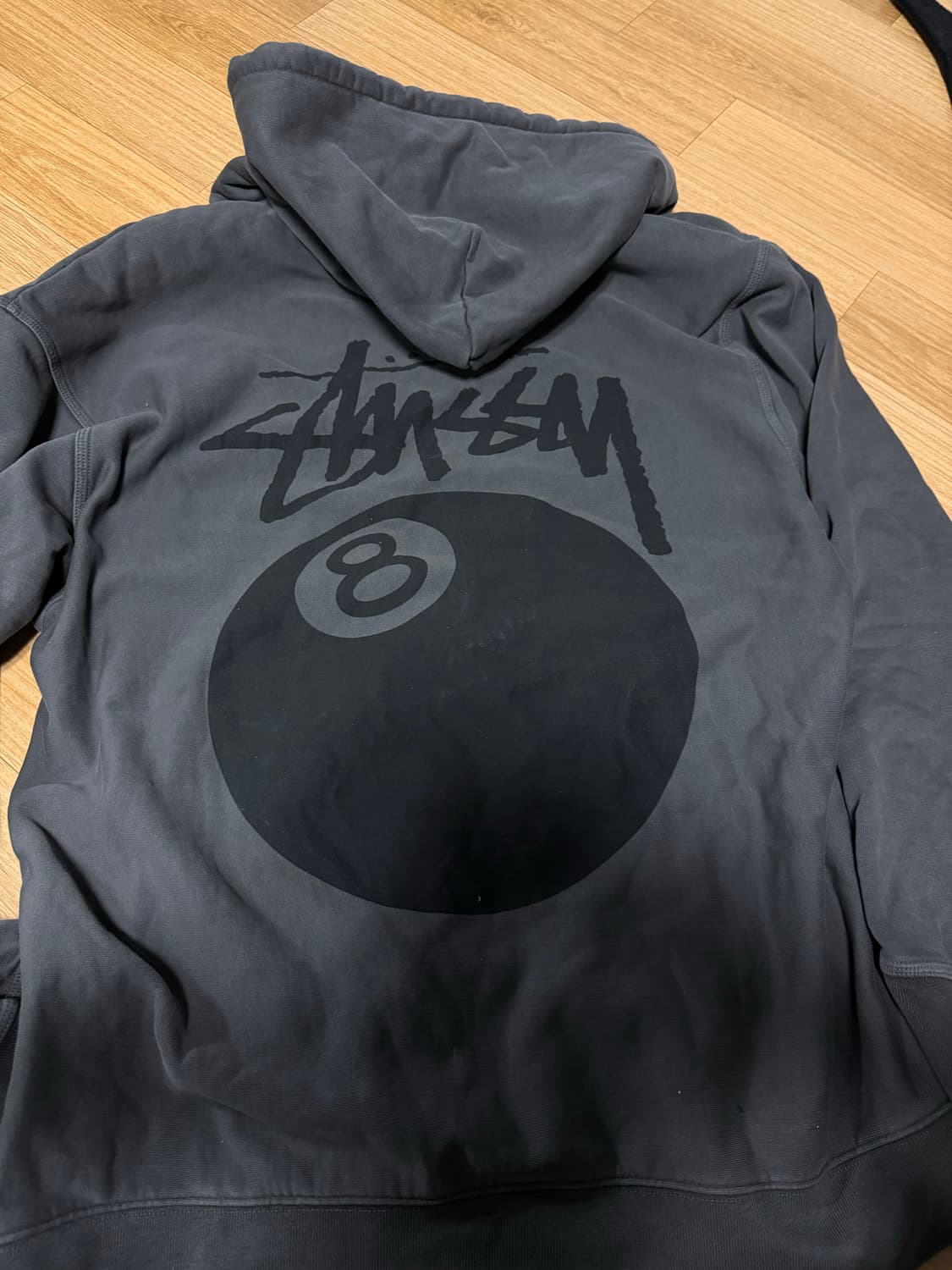 스투시 8볼 피그먼트 다이드 집 후드 블랙 상품이미지4