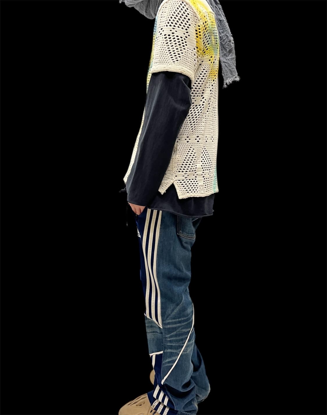 [OS] 빈티지 아카이브 플로랄 그래피티 시스루 니트 셔츠 상품이미지4