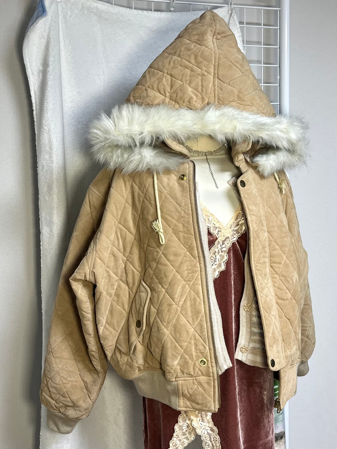 빈티지 블루종 퀼팅 점퍼 상품이미지3