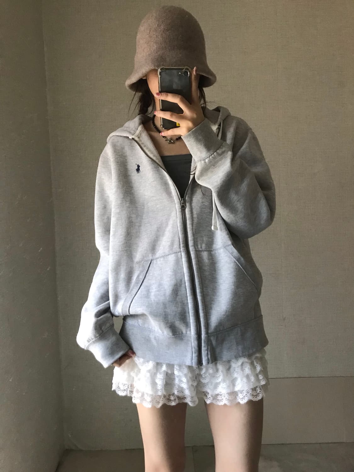 폴로 그레이 후드집업 상품이미지2
