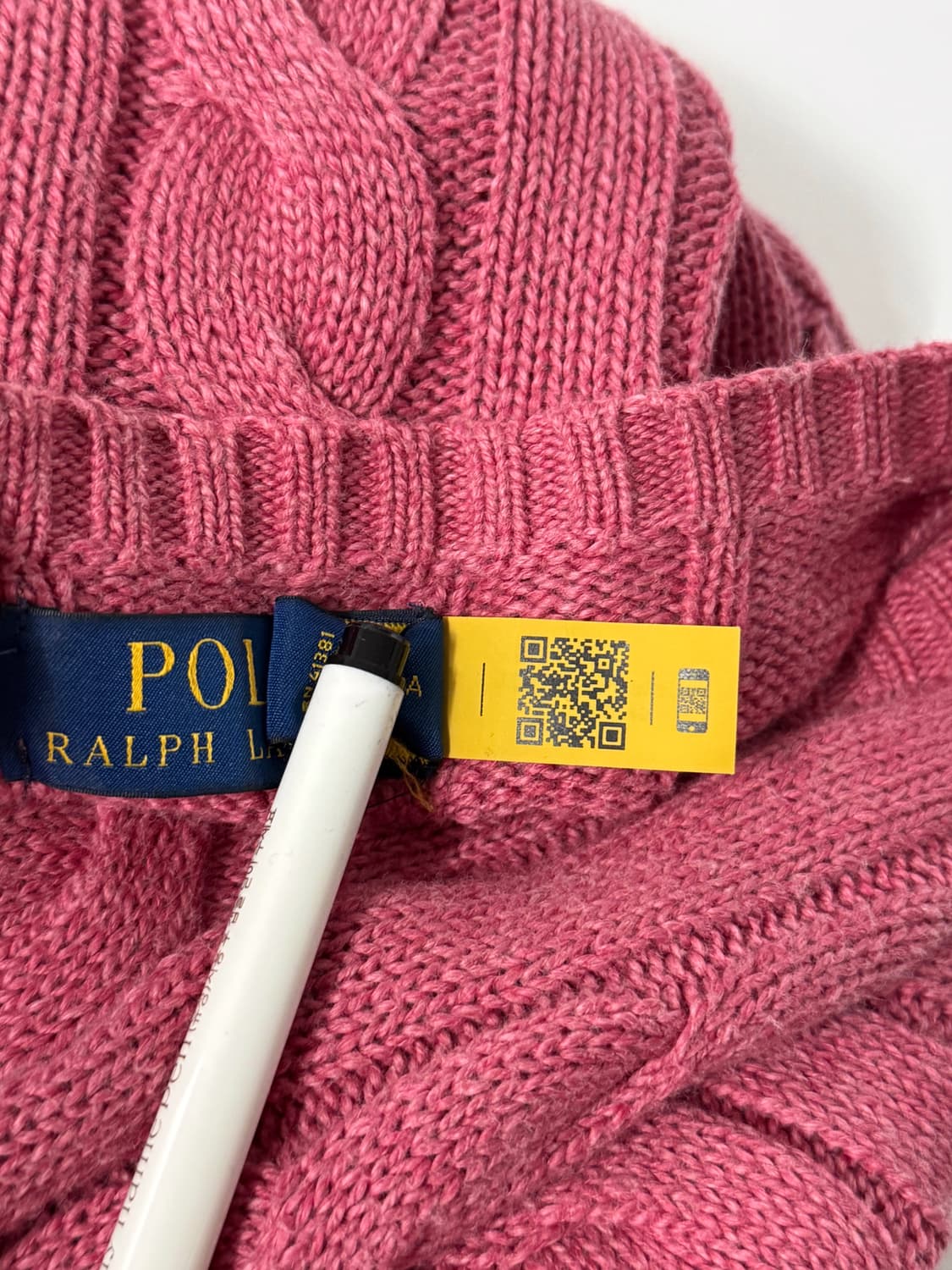 폴로 랄프로렌 루즈핏 신형 QR라벨 핑크 코튼 케이블 니트  Pri 상품이미지5