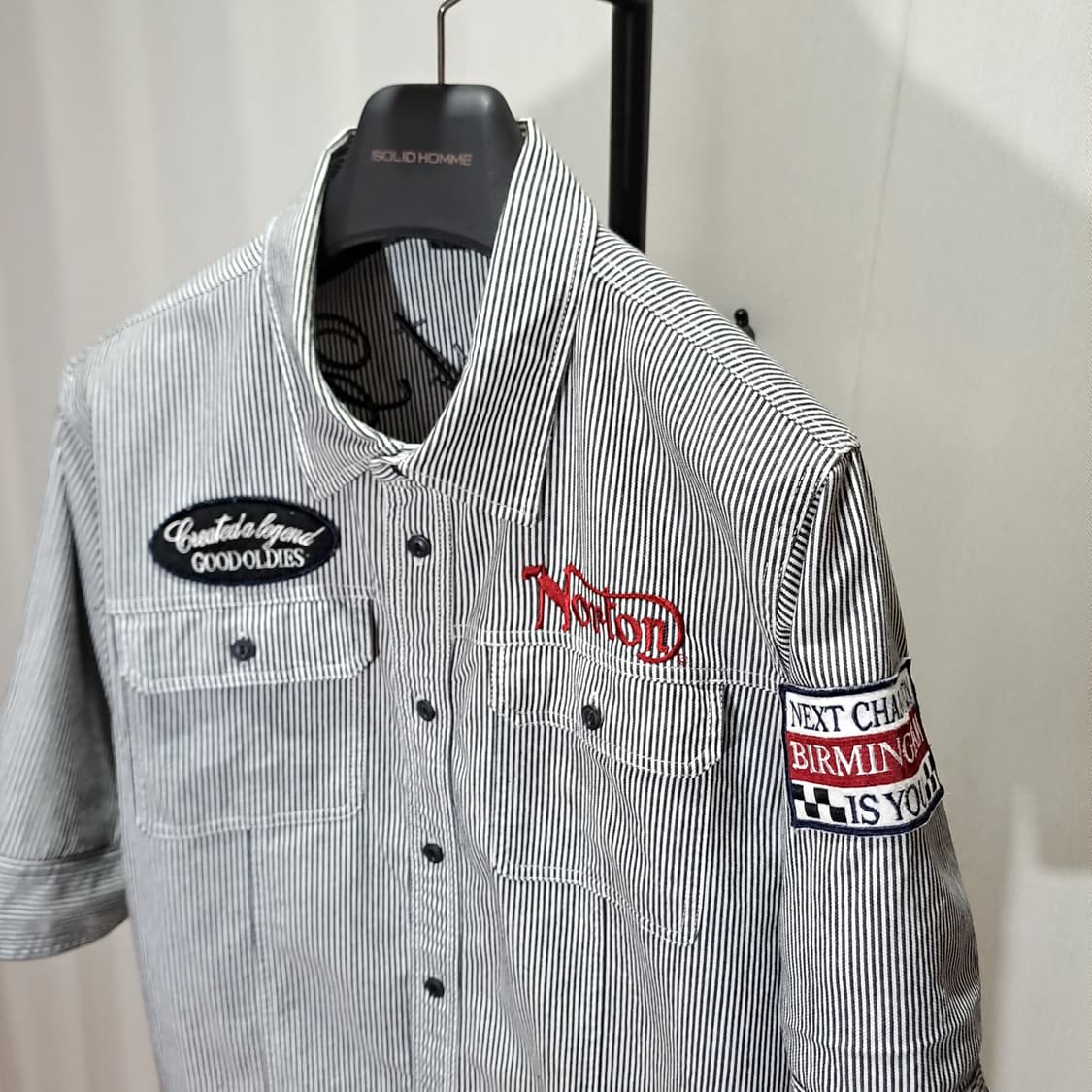 (택포) Norton 맨즈 반소매 자수 셔츠 100 B610 상품이미지3