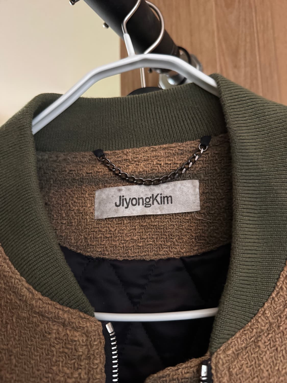 지용킴 23AW 트위드 봄버 자켓 올리브 카키 상품이미지4