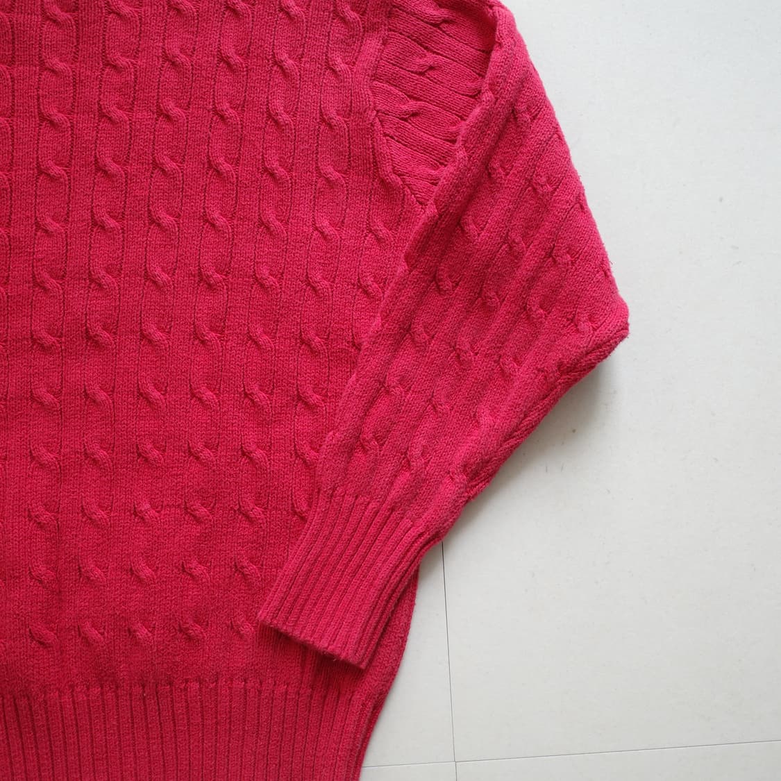 90s 폴로 랄프로렌 레드 케이블 코튼 니트 L 상품이미지7