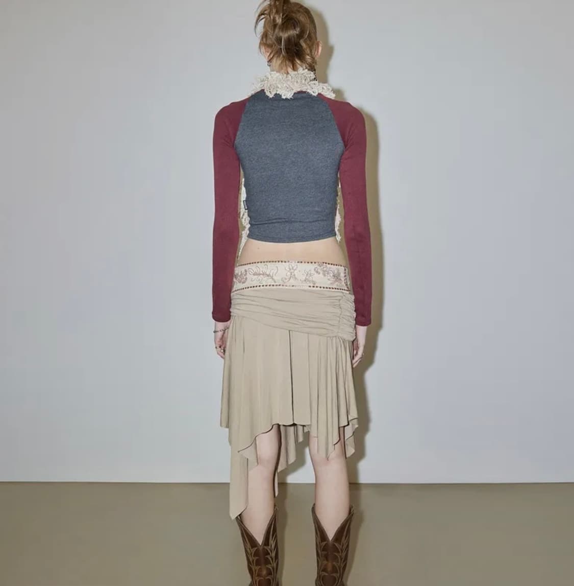 스컬프터 져지 스커트 Beaded Jersey Skirt Beige 상품이미지3