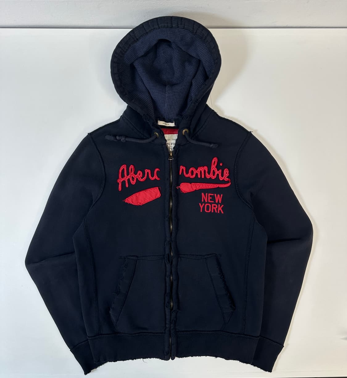 아베크롬비 데미지 스펠로고 후드집업 네이비 L 상품이미지1