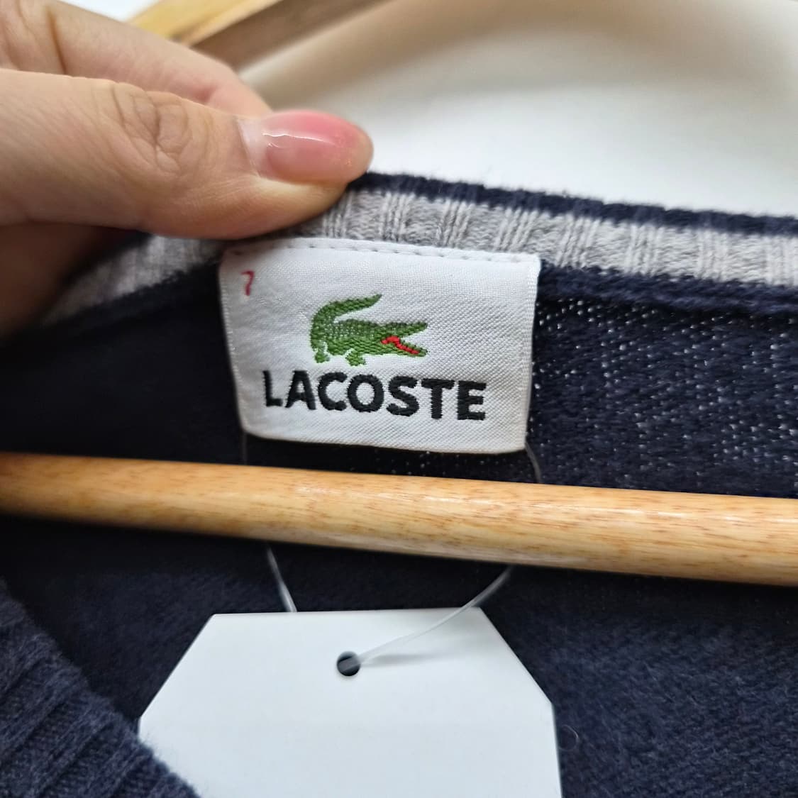 라코스테 아가일 브이넥 니트 네이비 남성 M 상품이미지3