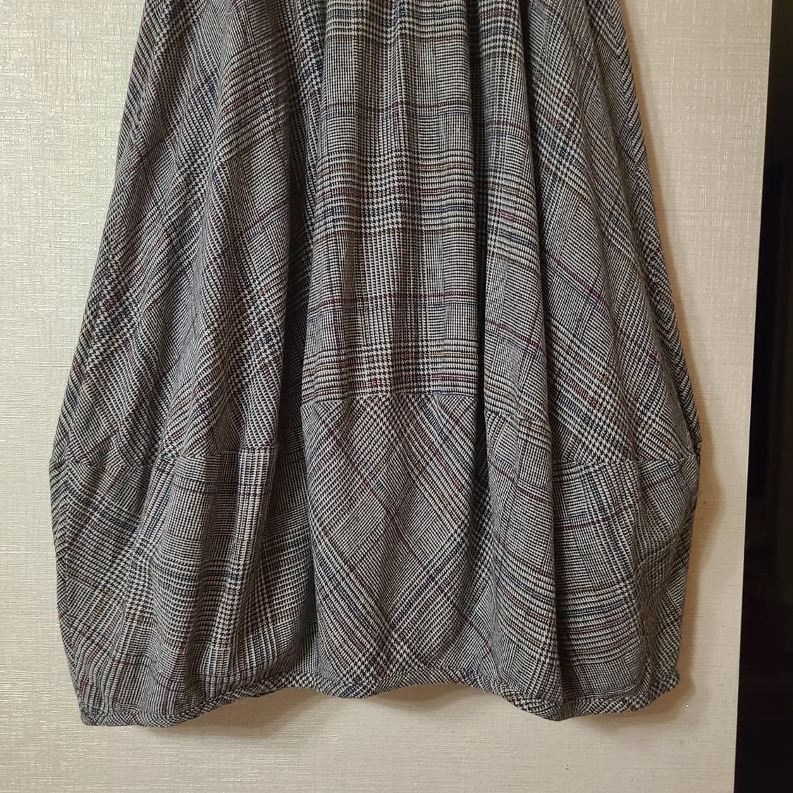 일본빈티지 체크 항아리 벌룬핏 롱스커트 치마 모직 모리걸 할미룩 겨울 상품이미지6