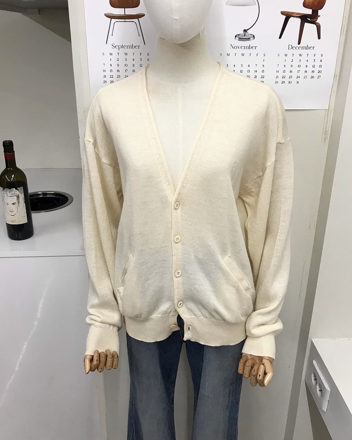 입생로랑 로고 아이보리 가디건 상품이미지6