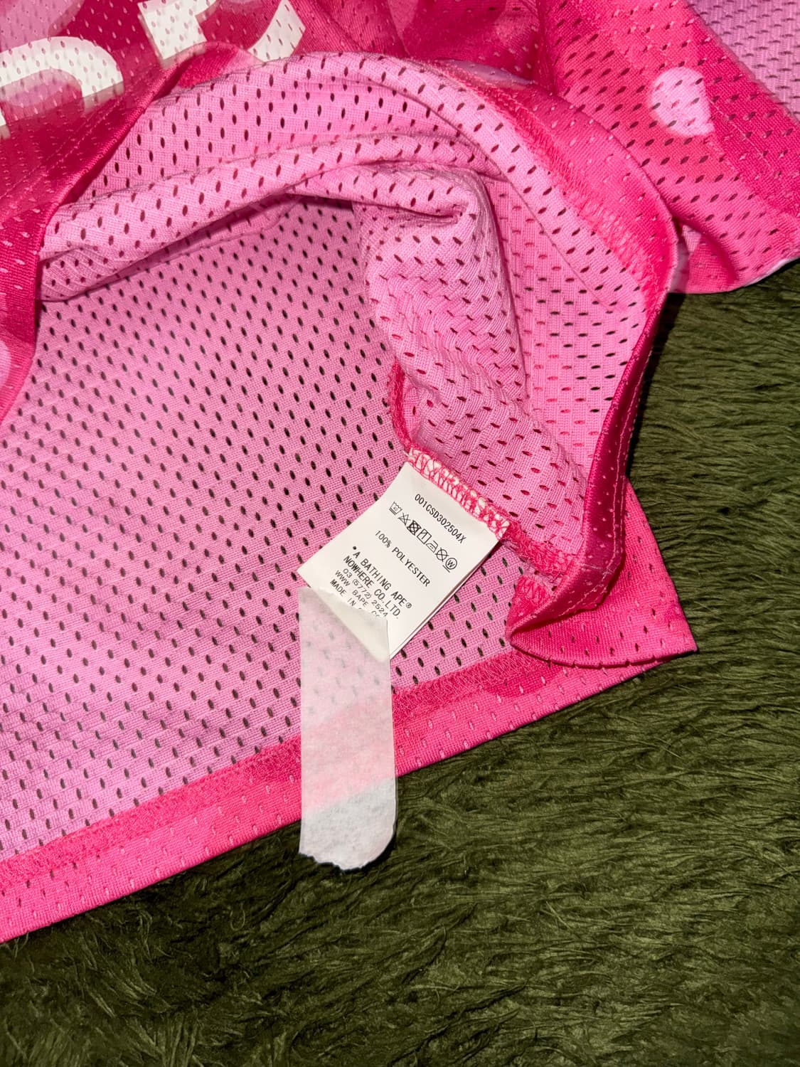 [XS] 베이프 로고 프린트 우먼즈 메쉬 탑 핑크 카모 상품이미지6