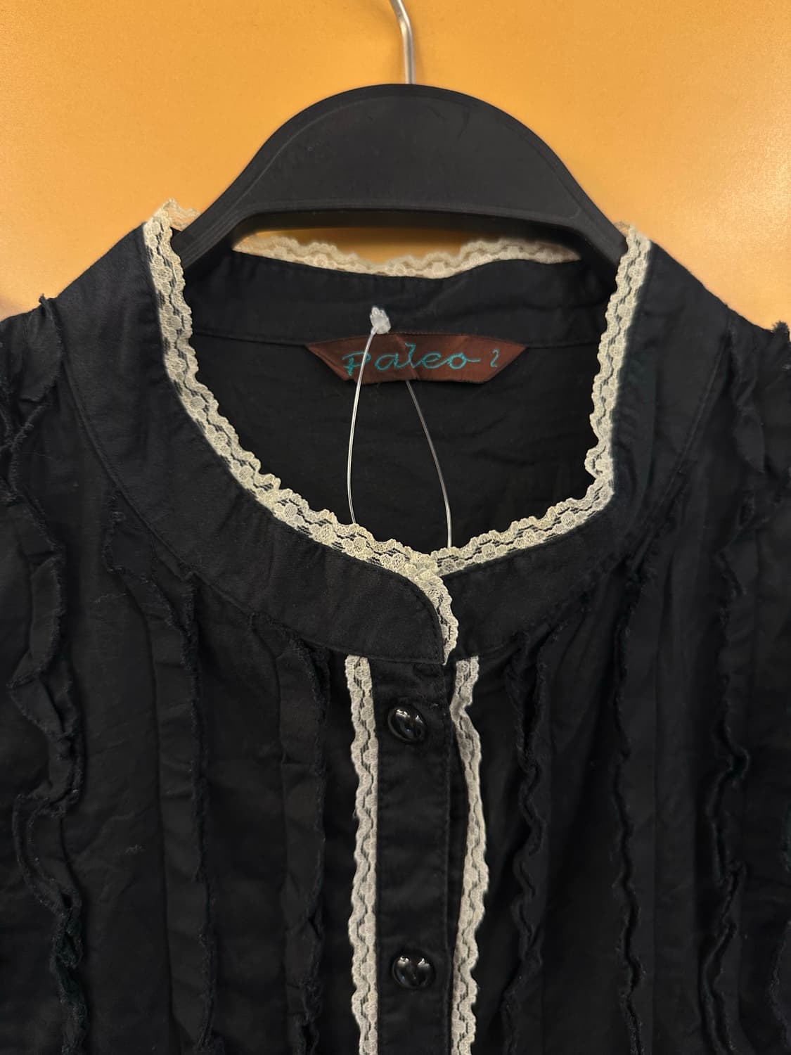 VINTAGE 블랙 레이스프릴 블라우스 상품이미지2