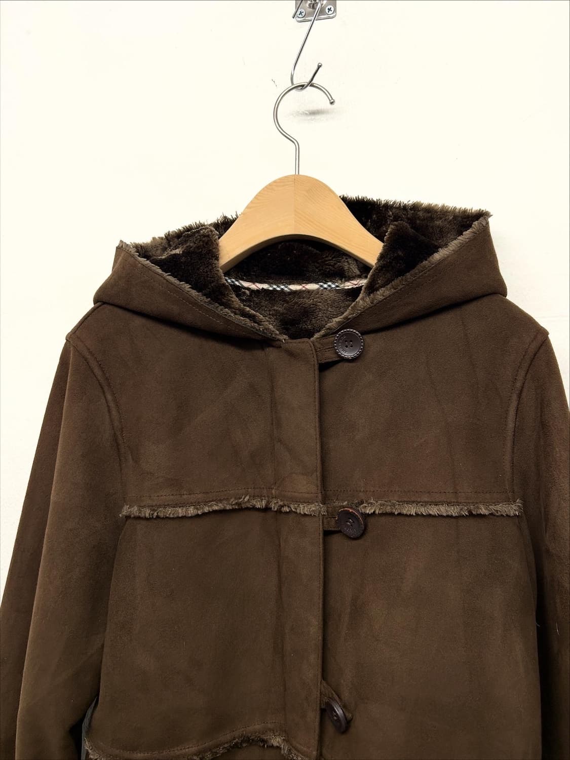 빈티지 버버리 런던 브라운 스웨이드 무스탕 후드 자켓 상품이미지2