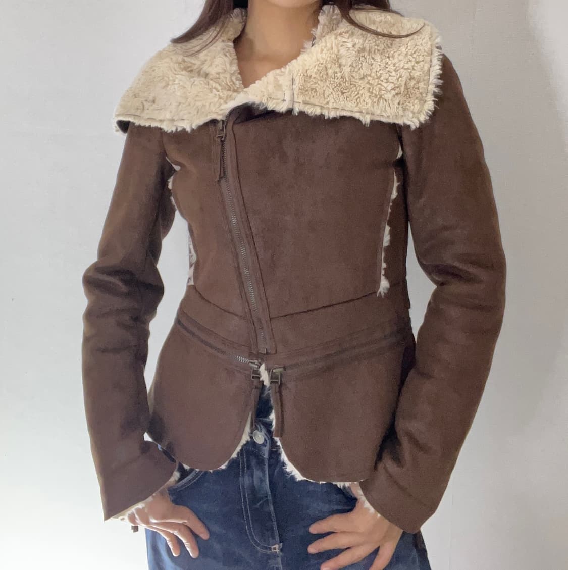 브라운 무스탕 자켓 상품이미지2