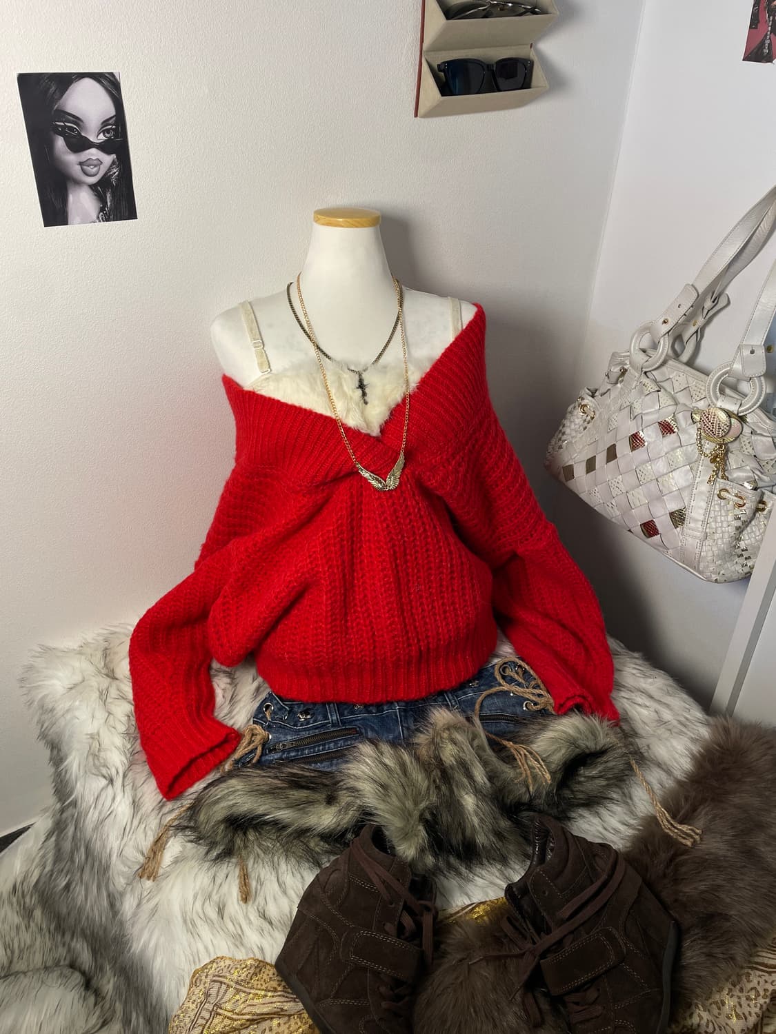 빈티지 크리스마스 니트 퍼 나시 세트 상품이미지2