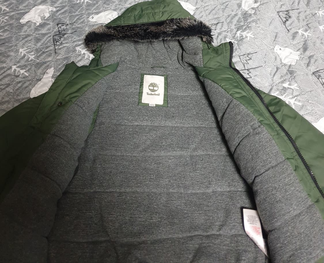 팀버랜드 키즈 안감기모 퍼 후드 패딩 카키 (138) 상품이미지4