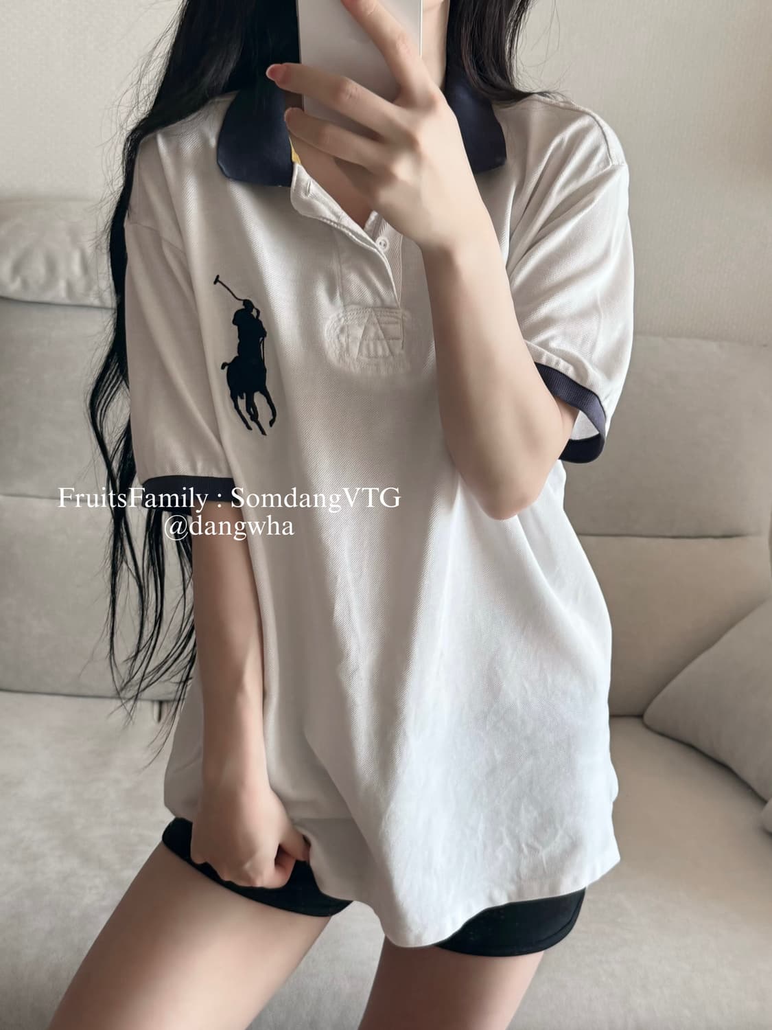 폴로 랄프로렌 빅포니 화이트 네이비 반팔 상품이미지1