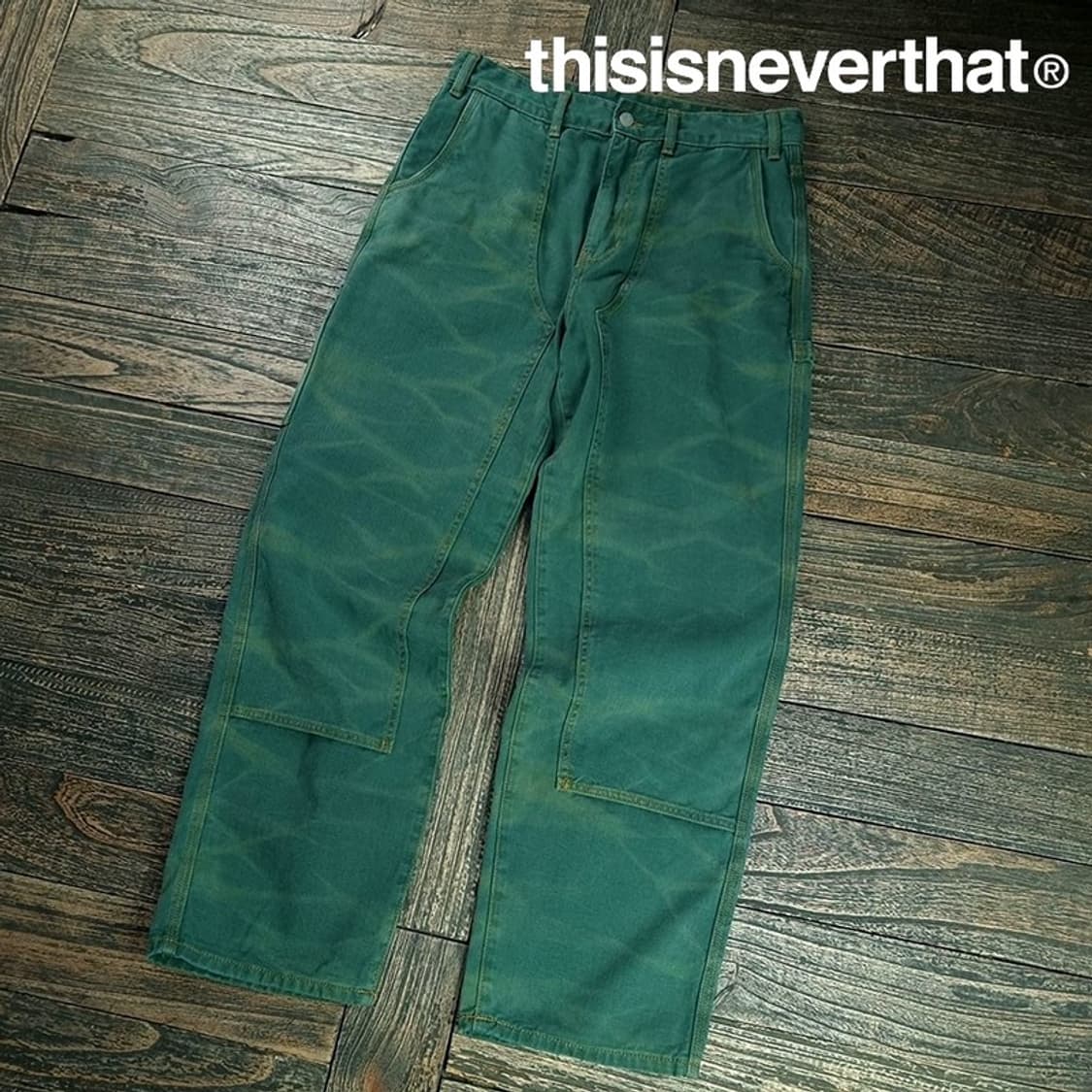 [디스이즈네버댓] 더블니 크랙 카펜터 팬츠 그린 M19545 상품이미지1