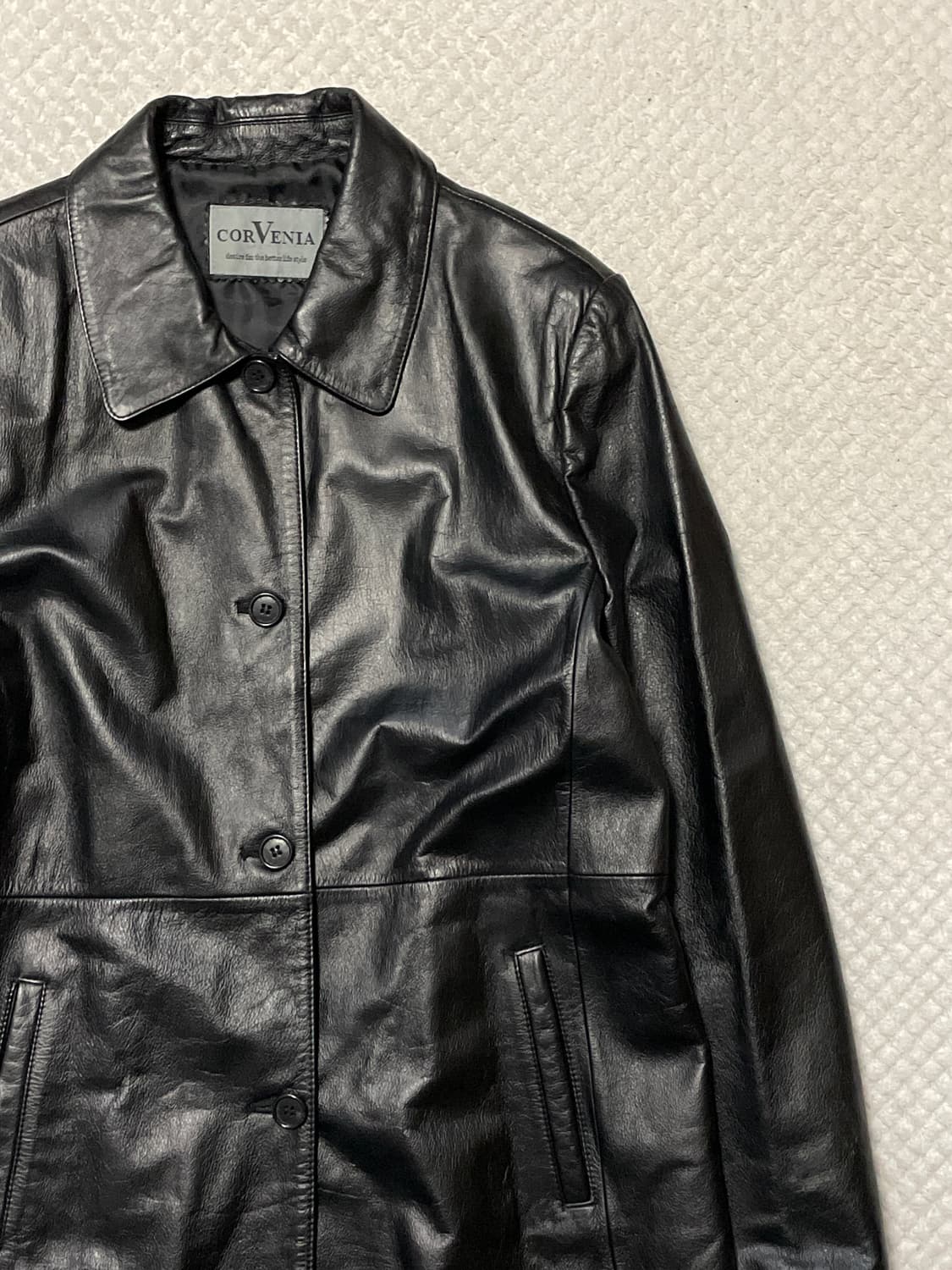 (여성) 웨스턴 무드 카우하이드 소가죽 레더 카 코트 상품이미지3