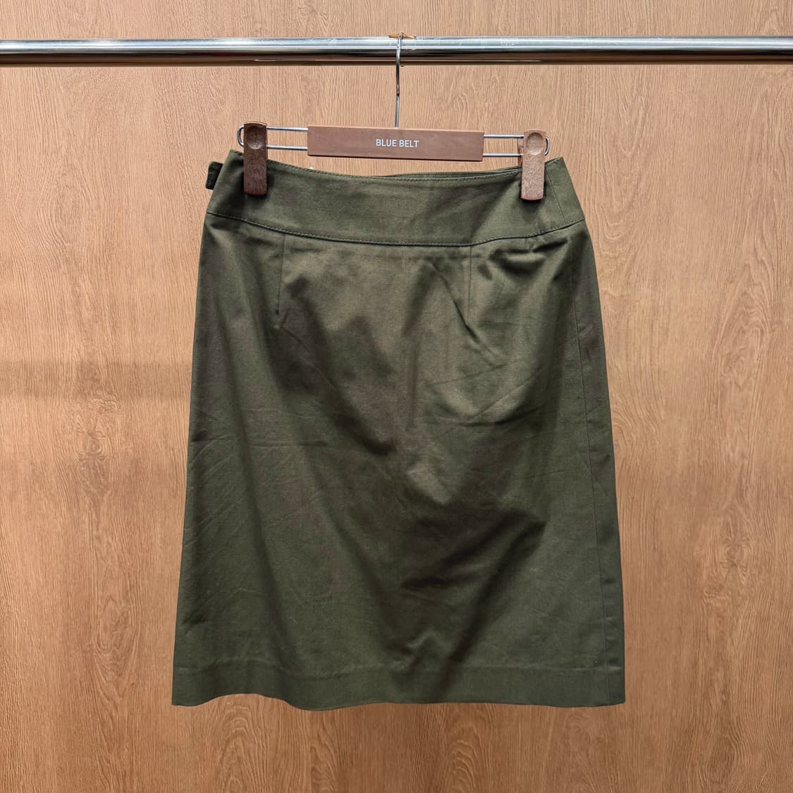 브룩스 브라더스 코튼 미디 스커트 트임 허리 벨트 디테일 카키 브라운 상품이미지3