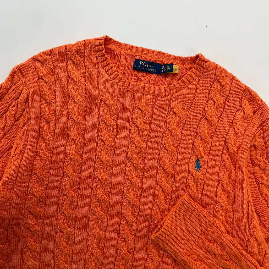 폴로 랄프로렌 오버핏 신형 QR라벨 오렌지 케이블 니트 상품이미지2