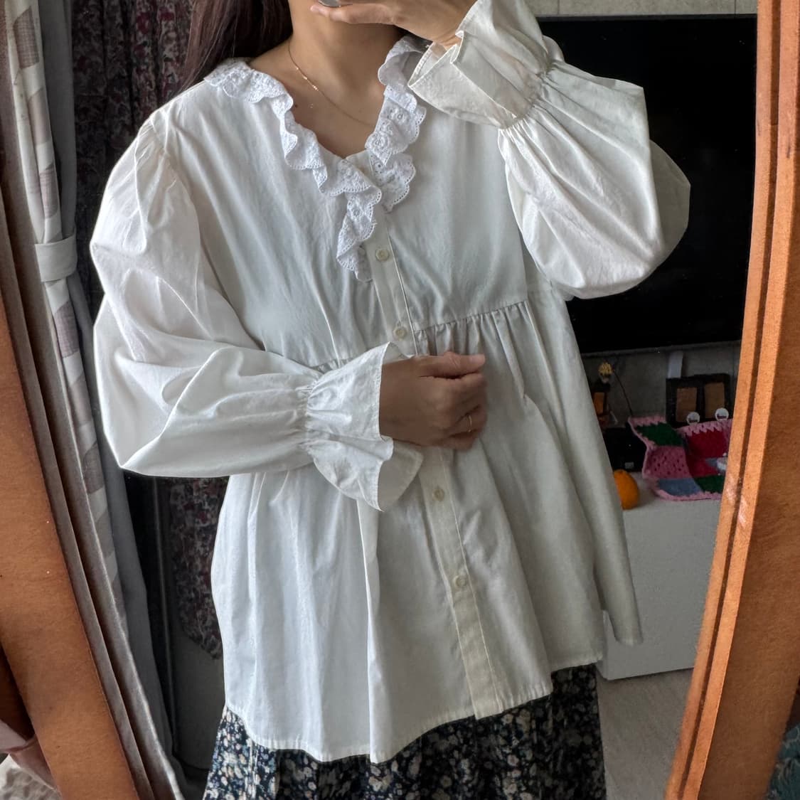 화이트 레이스 러블리 블라우스 상품이미지1