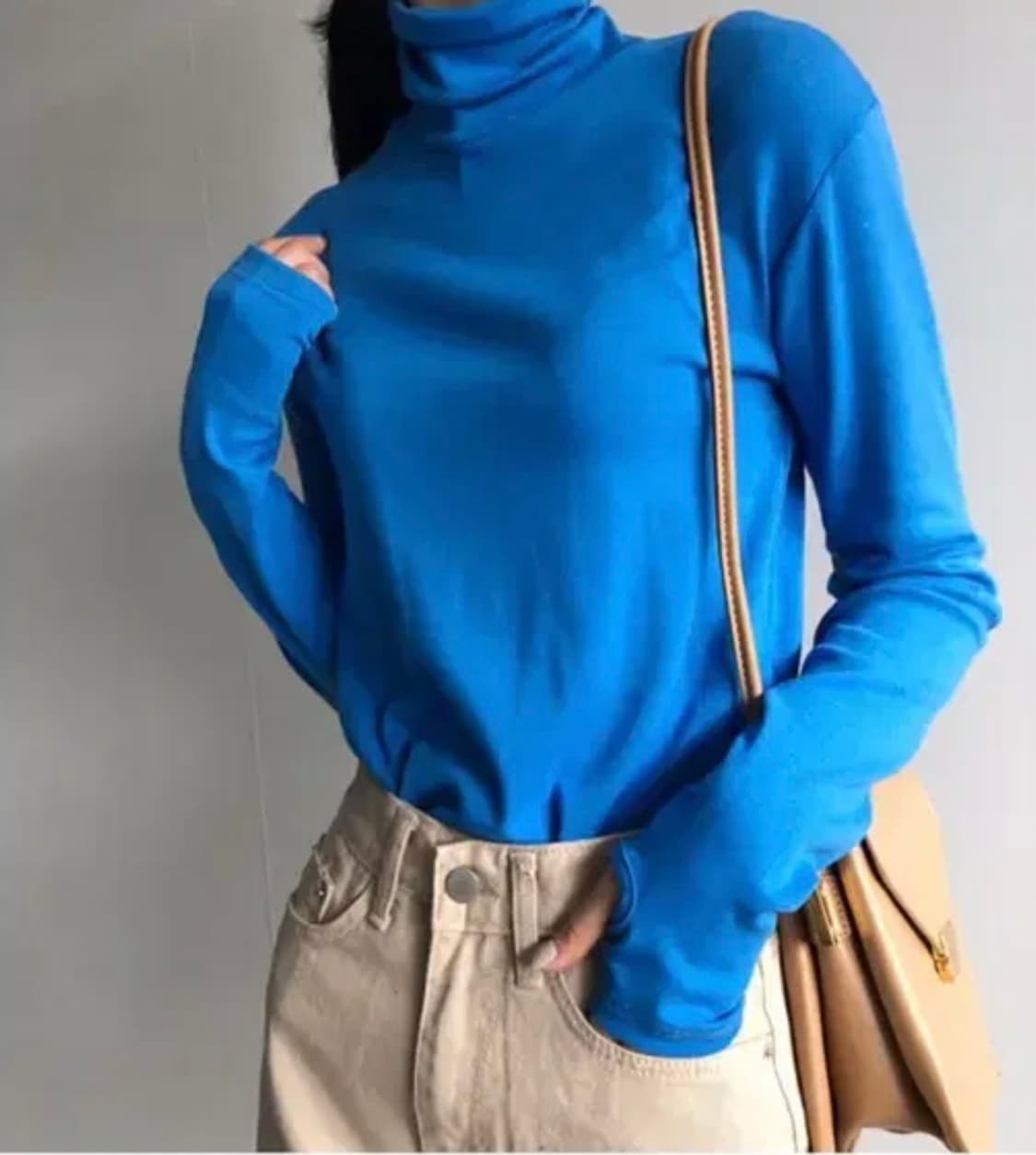 모어체리 손워머 블루/파랑 폴라티셔츠(여성 긴팔티) 상품이미지1