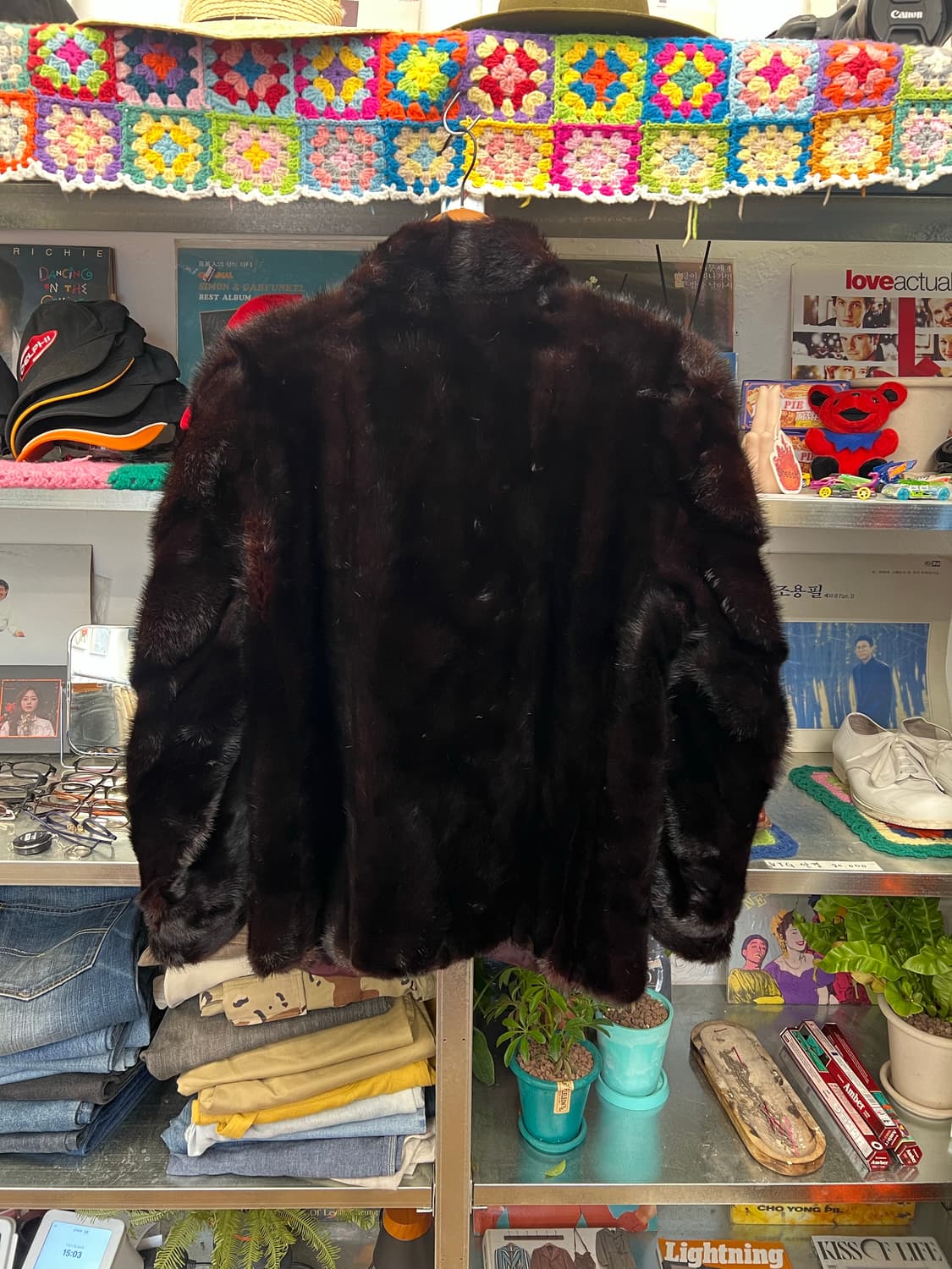 Vintage Dark Brown Faux Mink Fur Jacket 상품이미지2