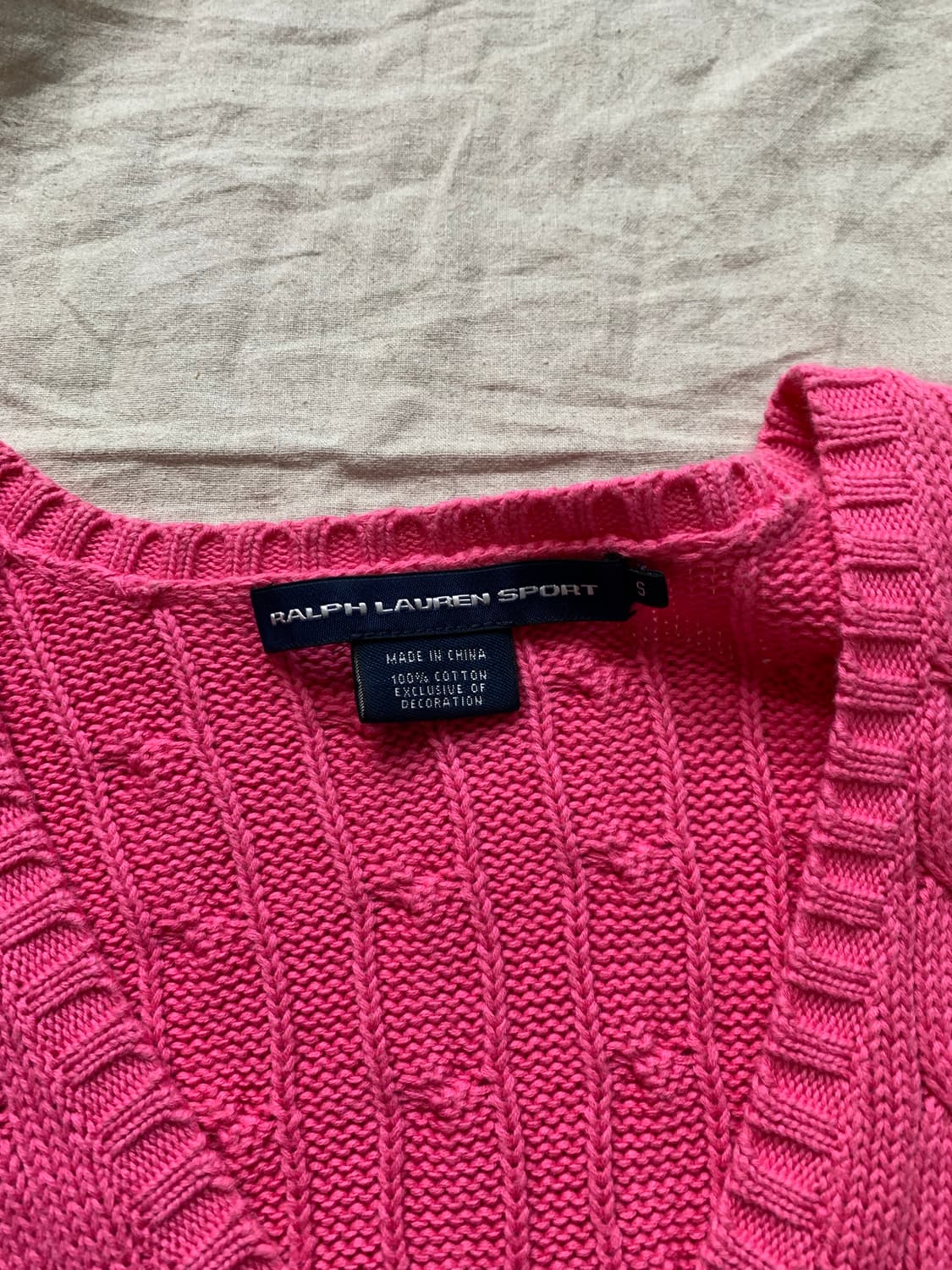 폴로 랄프로렌 포니로고 케이블 브이넥 니트 핑크 상품이미지7