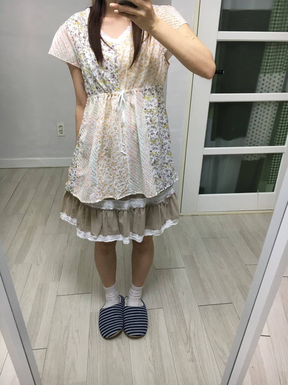 베이지 도트 미니 스커트 상품이미지2