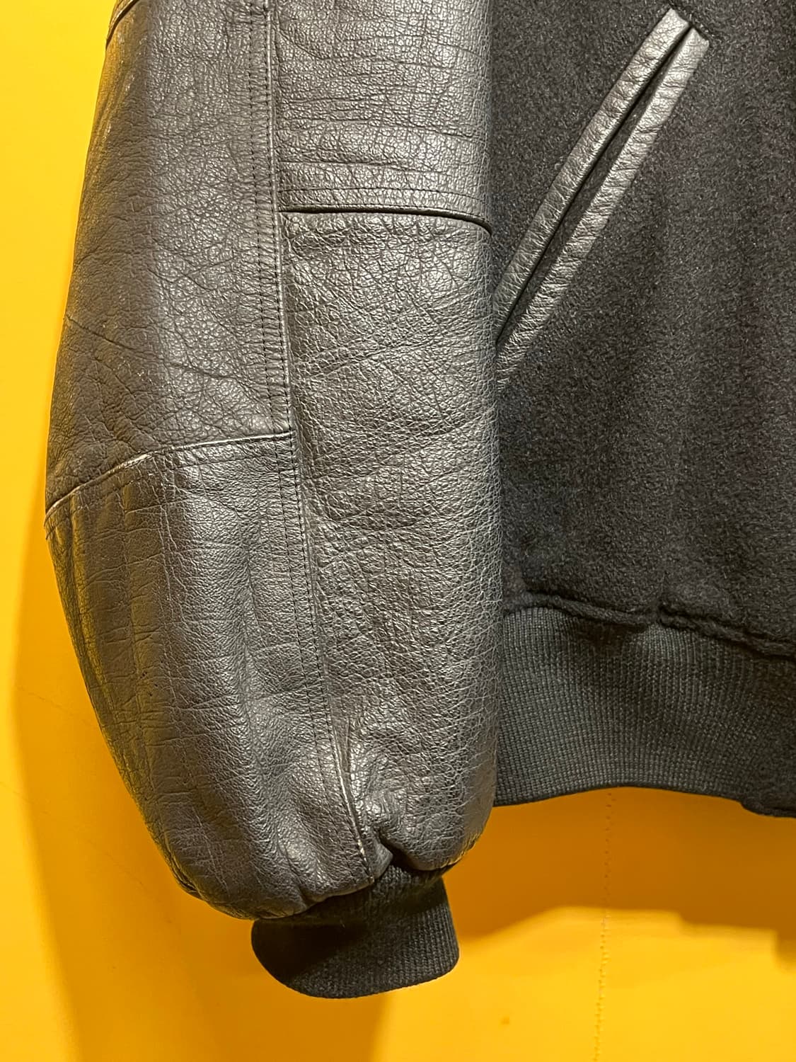 90s 일본빈티지 천연소가죽 아메카지 바시티 자켓 상품이미지4