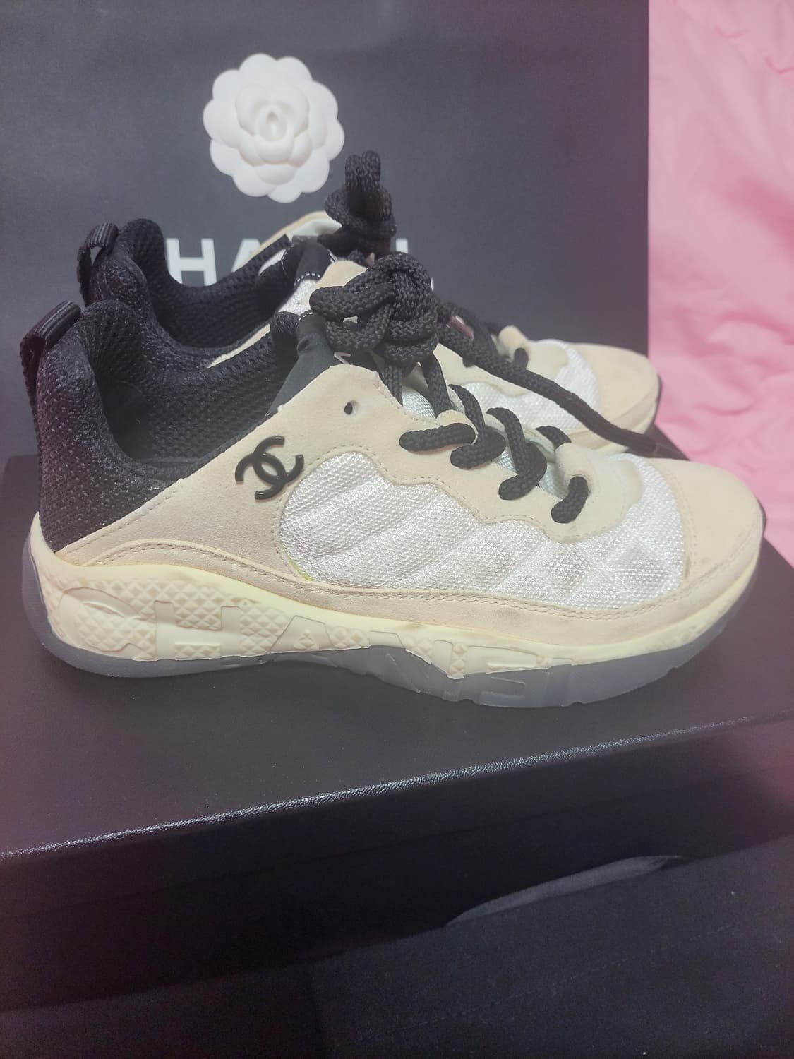 정품)급처상태좋음!샤넬 믹스드파이버 스니커즈 운동화 신발 상품이미지6