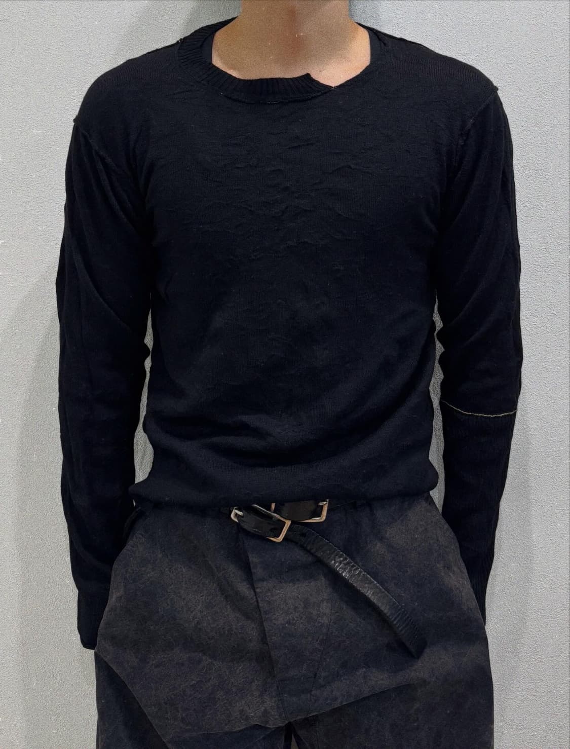 요지야마모토 뿌르옴므 17aw 크링클 컷오프 니트 상품이미지1