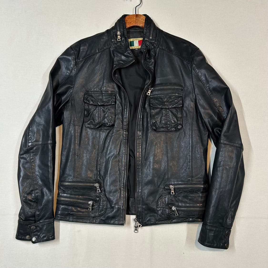 L) 빈티지 멀티 포켓 램스킨 레더 양가죽 자켓 2way 집업 상품이미지1