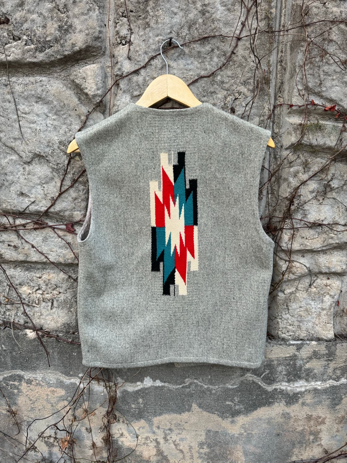 50s 빈티지 핸드 우븐 울 오르테가 치마요 베스트 조끼 나바호 웨스턴 상품이미지2