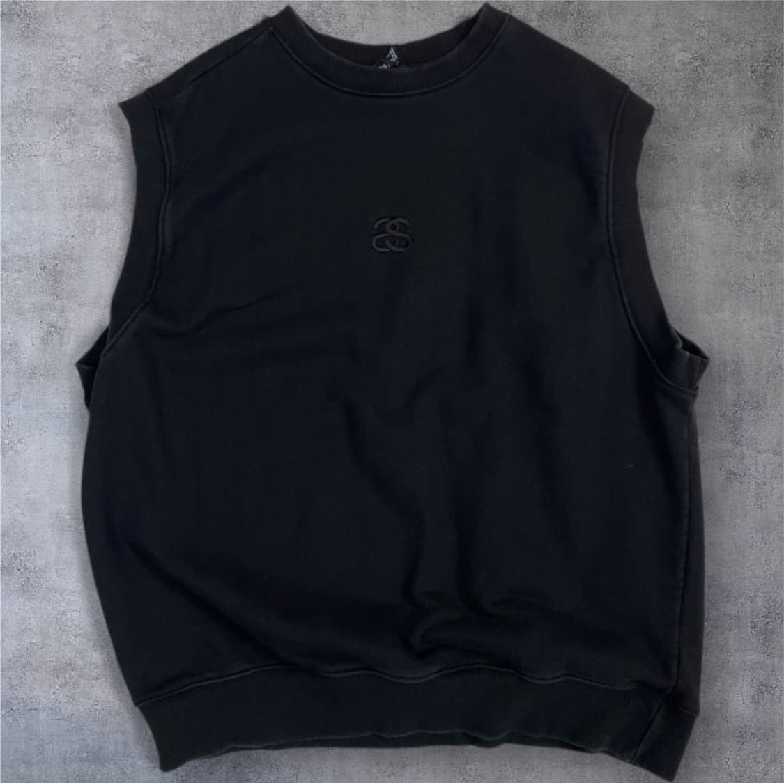 스투시 Stussy 블랙 베이직 로고 컷오프 스웻셔츠 민소매 맨투맨 XL 상품이미지1