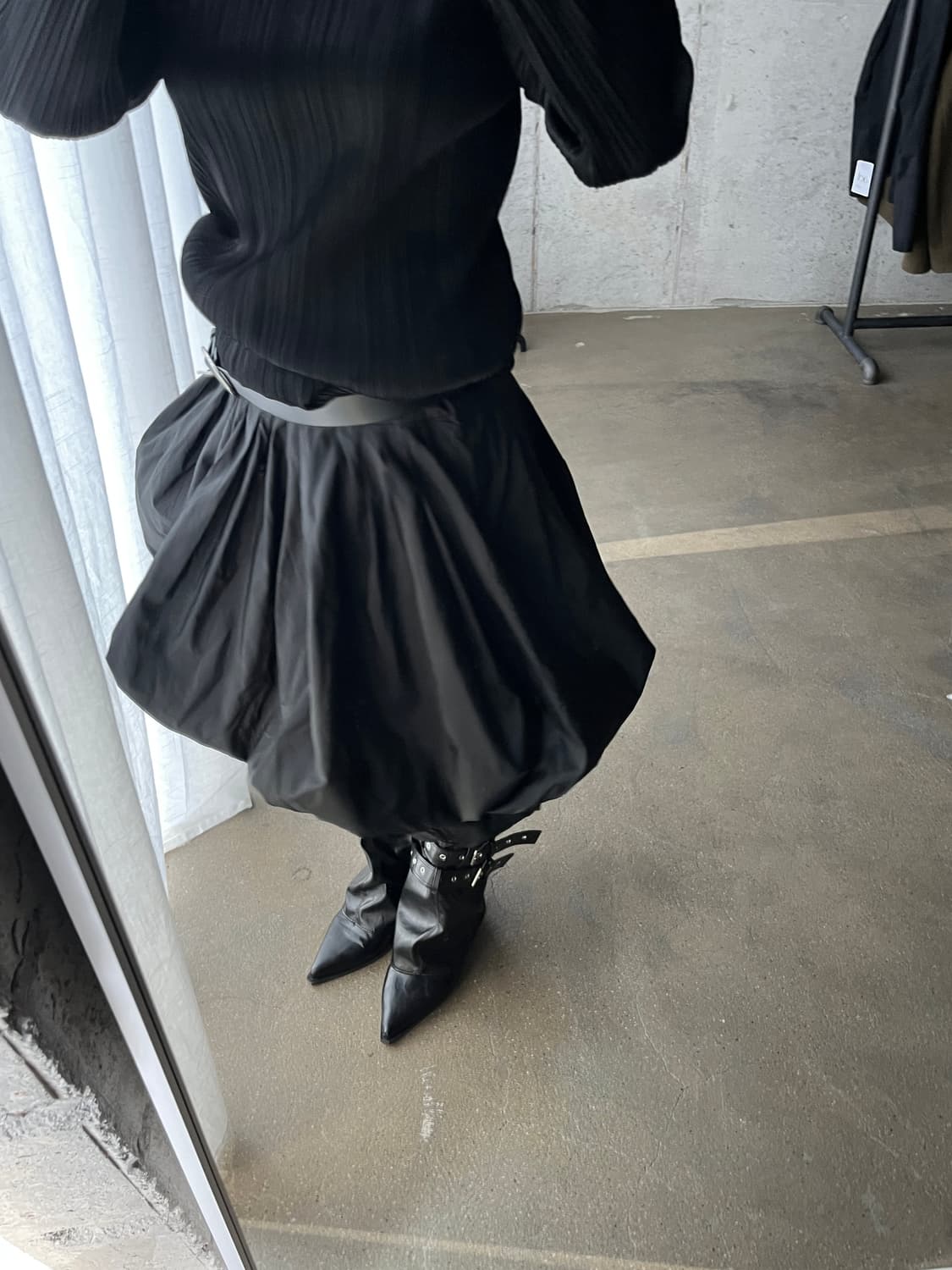 Rene 르네 더블 벌룬 스커트 블랙 상품이미지5