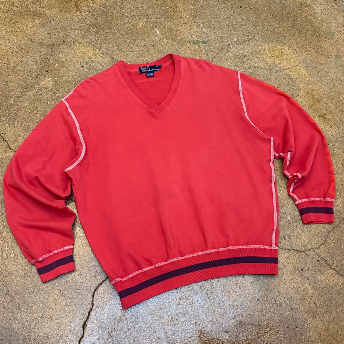 레어 90s 미국 빈티지 폴로랄프로렌 테니스 브이넥 맨투맨 상품이미지2